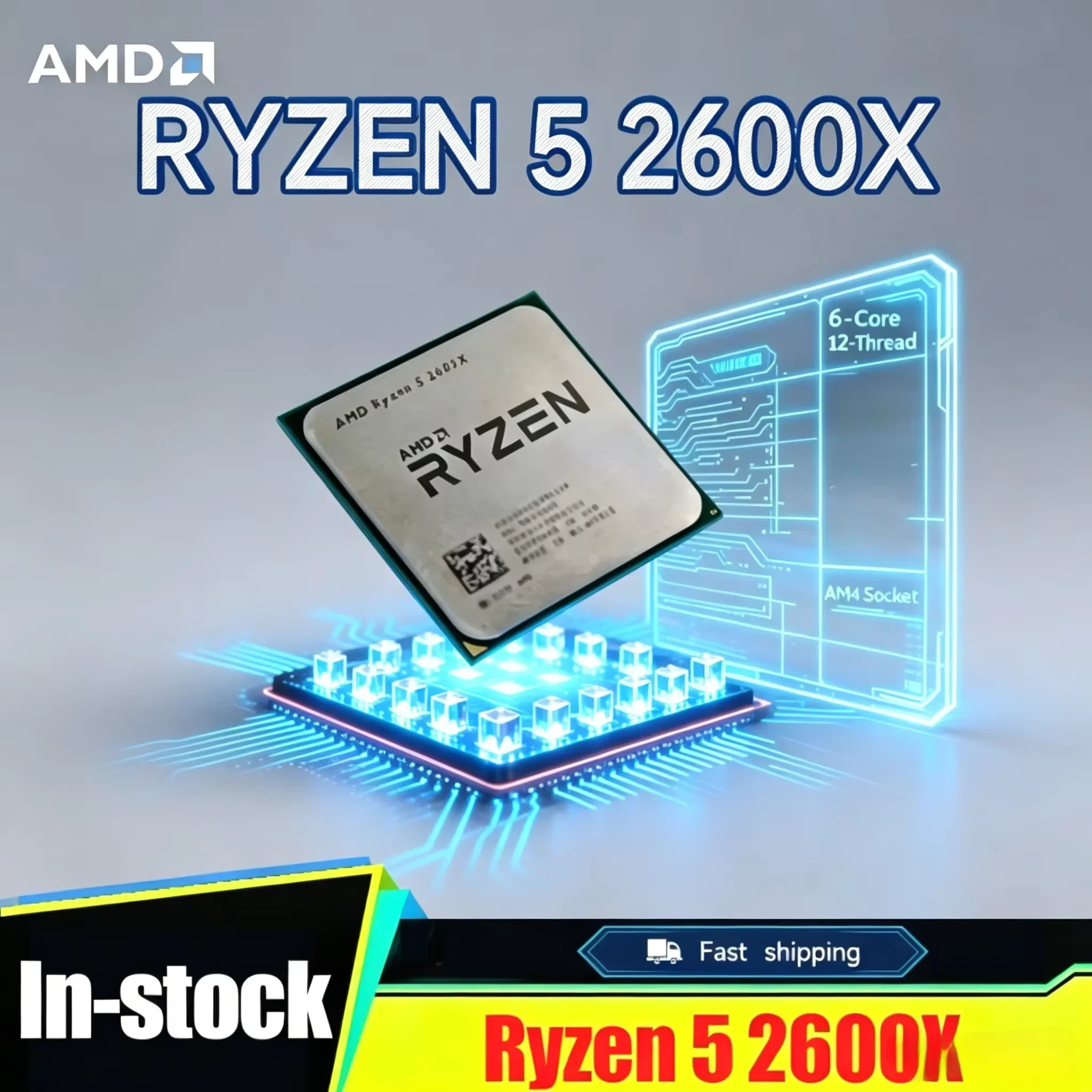 AMD 라이젠 5 2600X 6코어 12스레드 3.6GHz AM4 95W 게이밍 CPU 트레이 (오리지널 박스 없음) 특가