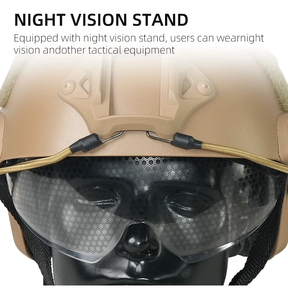 Tactical Helmet Fast PJ Airsoft Helmet with Goggles ABS CS Riding Shooting Helmets Outdoor Sports Head Protection Gear