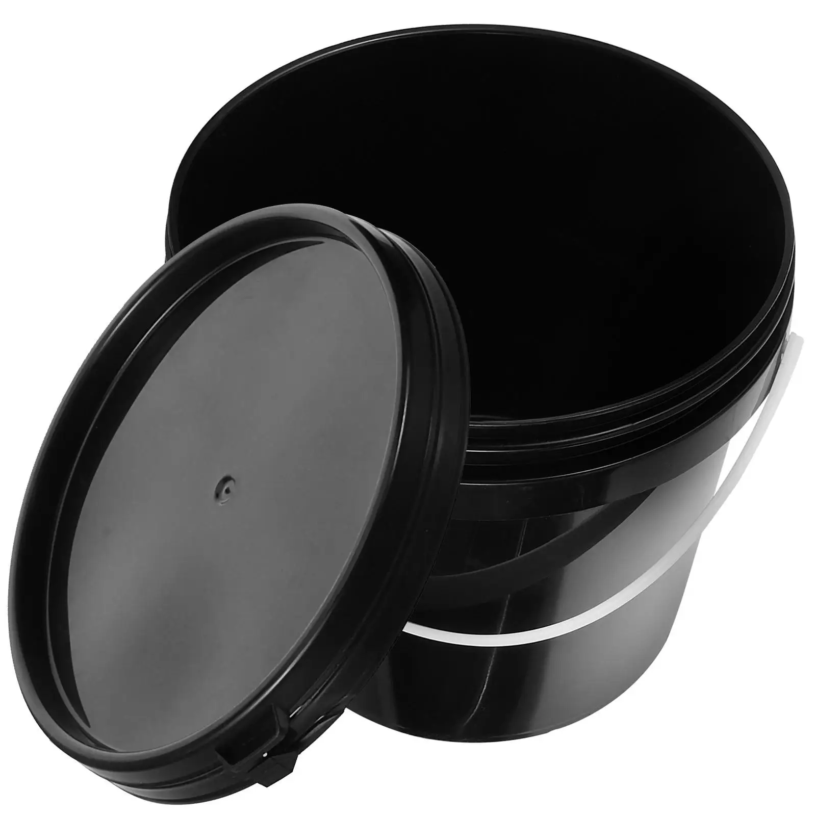 2L Black Lightproof Bucket Durable Plastic Container With Handle Empty Paint Cans Round Lid Paint Bucket Storage For