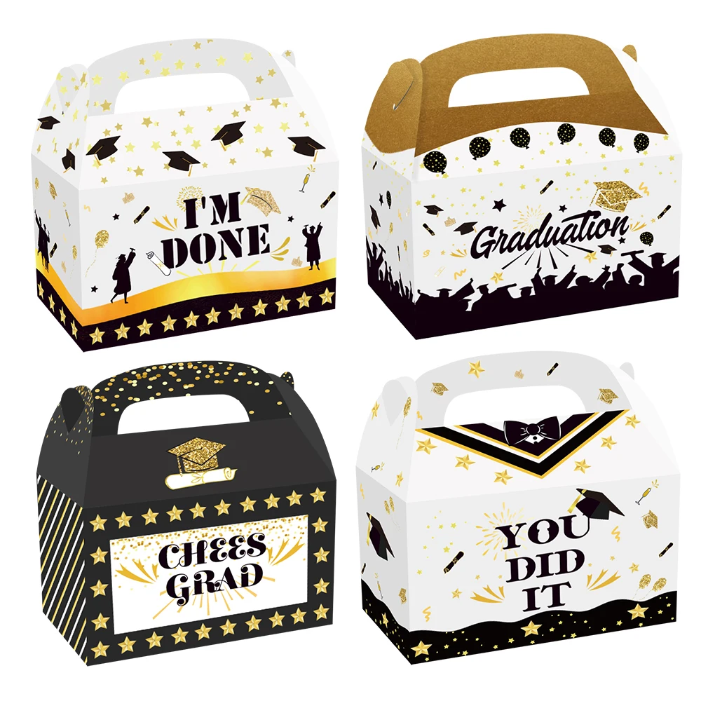 Graduation Gift Boxes Class Of 2023 White Paper Box Graduational Party Decorations Gold And