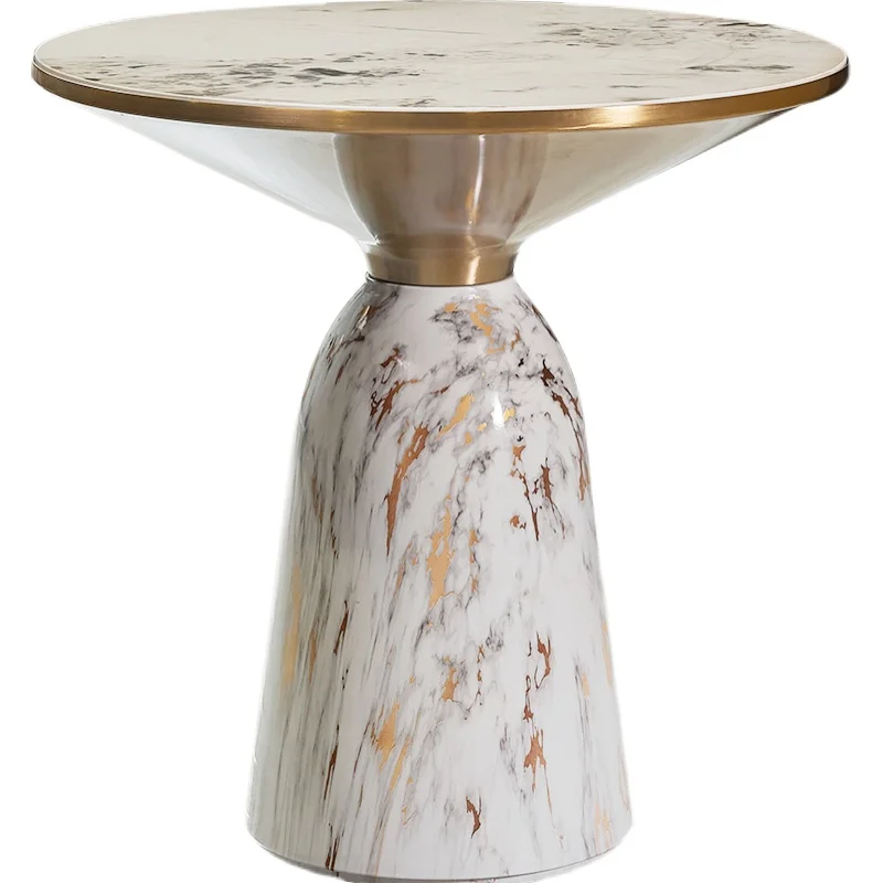

PQF Living Room Sofa Side Table Stone Plate Stainless Steel Gold-Plated Corner Table Balcony Small Coffee Table