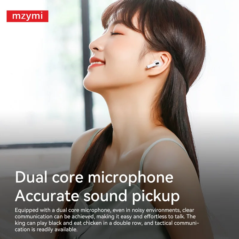 mzymi Bluetooth5.4 Earphone Pro 4 True Wireless Earbuds In Ear Sport Headphones Touch Control Waterproof Gaming Headset Mic