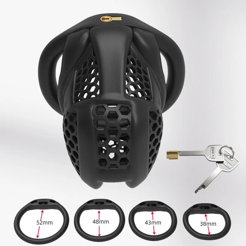 New Male Chastity Embedded Small Lock Core Honeycomb Chastity Lock Men's Birdcage Alternative Ring and Adult Sex Toy 18 penis chastity cage chastity lock sex toy chastity cage accessory penis cock ring