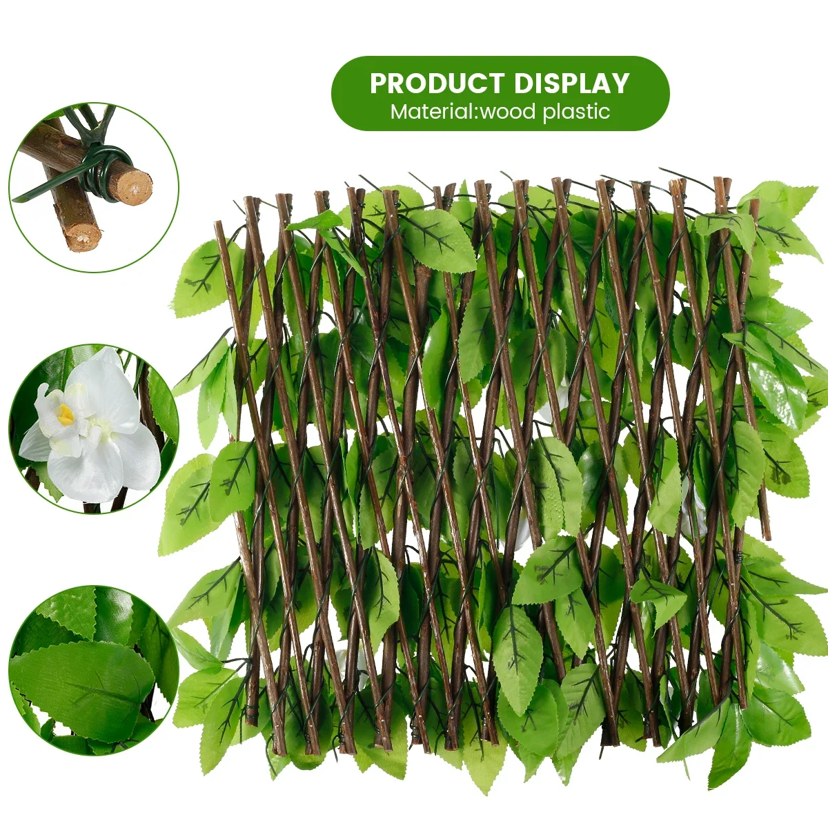 Artificial Fence Privacy Screen Cover with Flowers 20-180x30-40cm Expandable Artificial Leaves Fencing Panel Garden Decoration