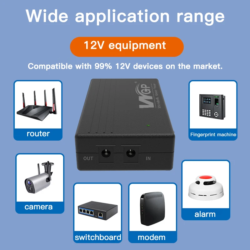 Eujgoov Mini UPS 36W Con Display LED E Batterie Sostituibili – Uscite DC, USB, LAN E POE, Per Router E Telecamere