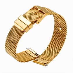 Enhanced Stainless Steel Mesh Quick Release Watch Band  - Milanese Weave Strap, Various Sizes Available - 22mm quick release (Gold)