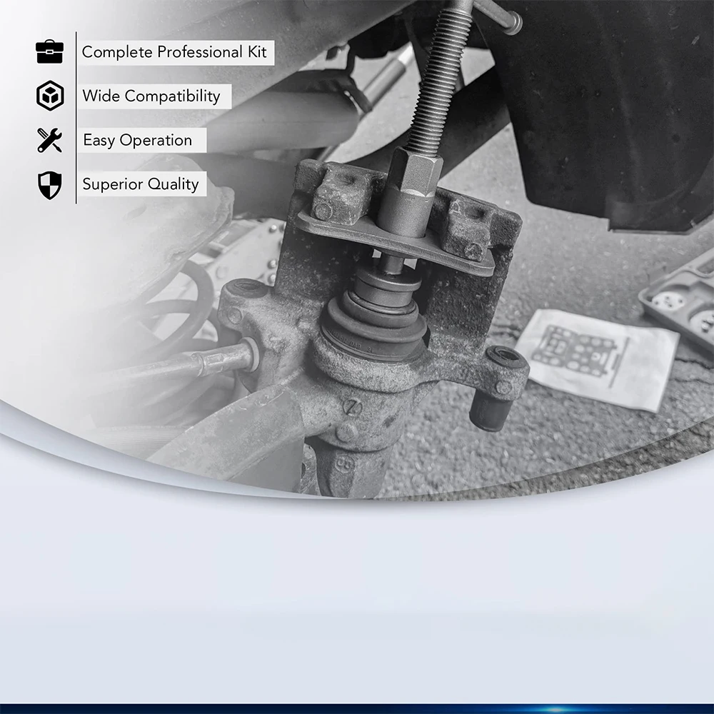 Brake caliper tool demonstrating piston reset mechanism