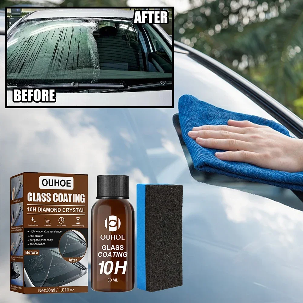 30ml 10H Diamond Ceramic Glass Coating Care Wax Crystal Car Care For Front Windshield Side Glass Sunroof Rearview Mirror auto ceramic coating liquid