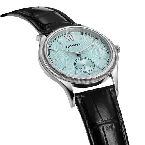 BERNY Men's Watches Slim Luxury Classic Stylish Dress Quartz Watch Fashion Elegance Leather Band Wristwatch - Image 3