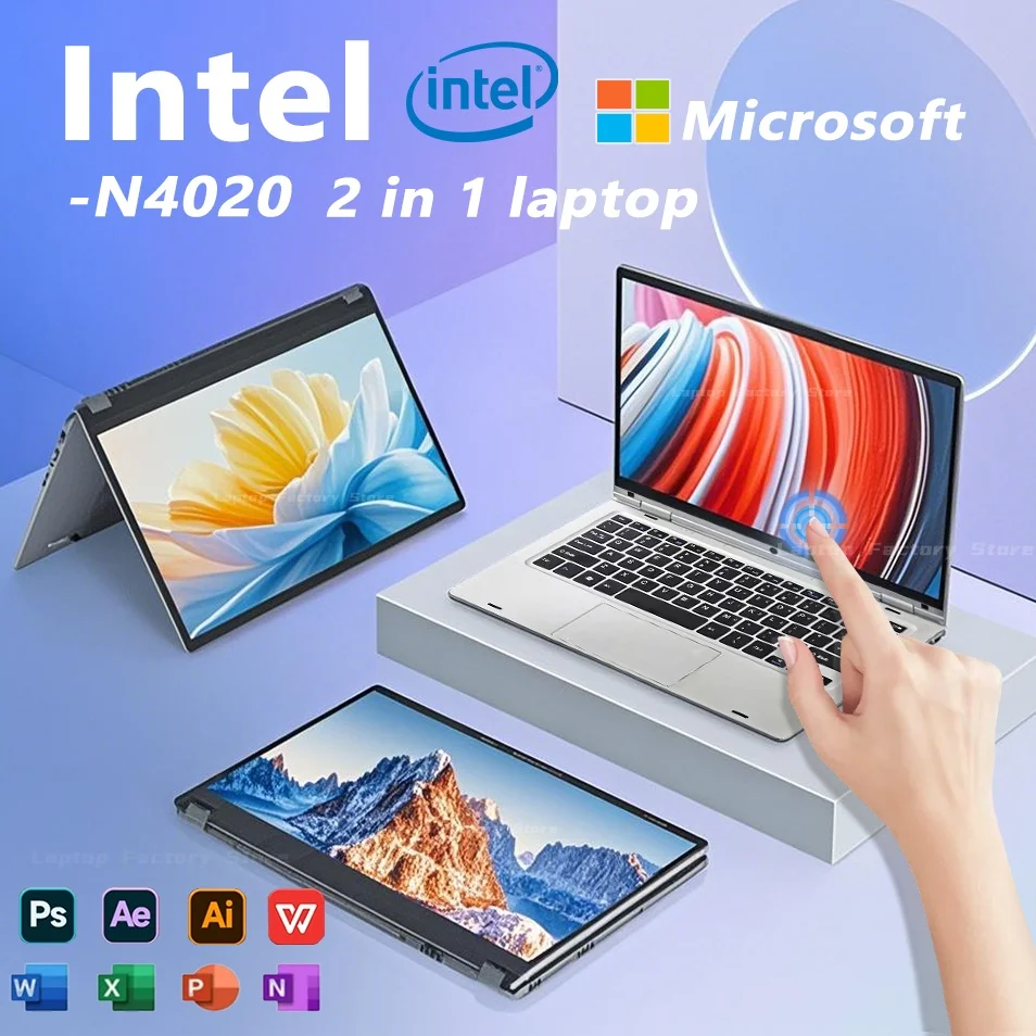 NEW 2 in 1 mini Laptop Portable Touch Screen 11.6" Intel Celeron N4020 Notebook 8GB DDR4 1TB 2TB SSD Windows 11 Gaming laptops
