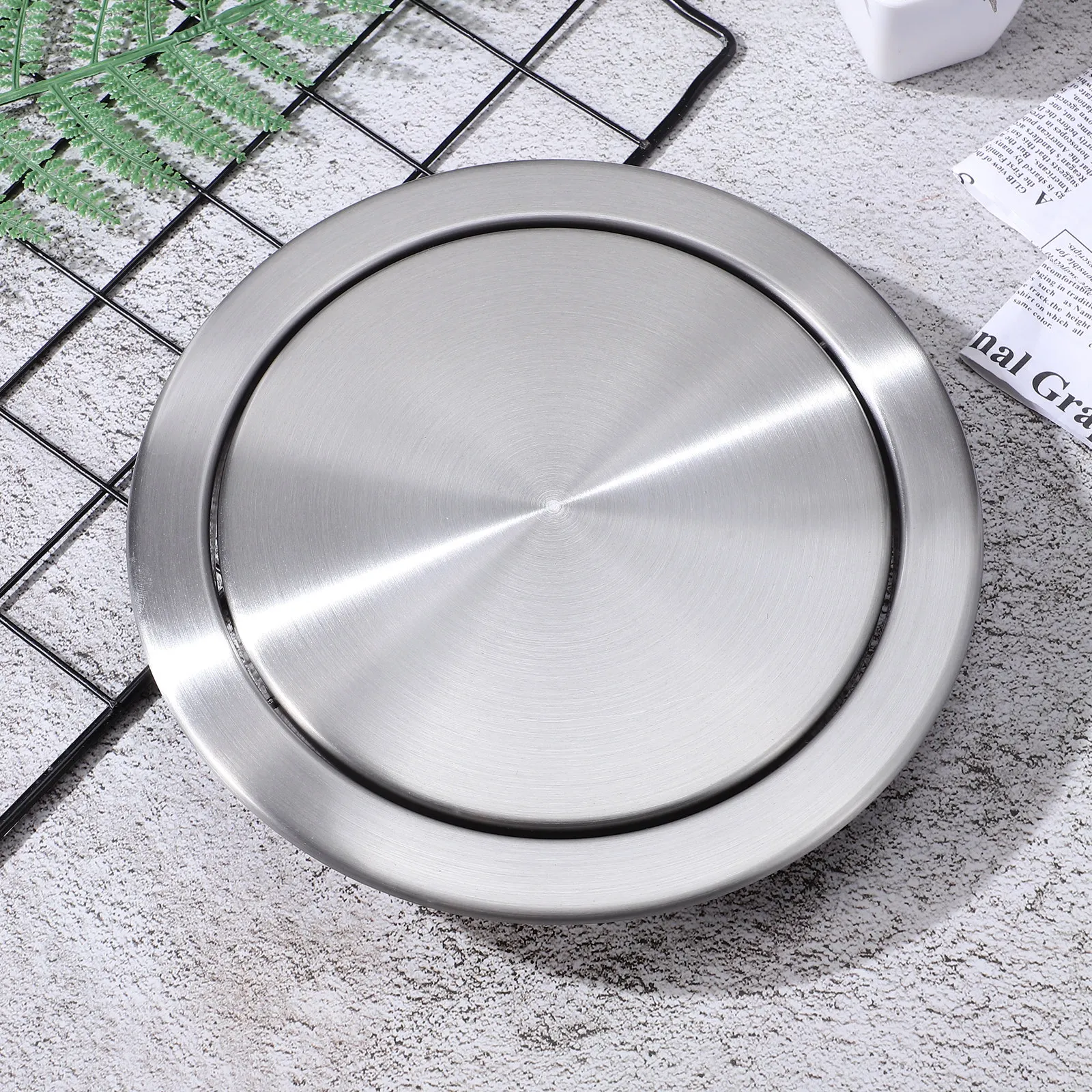 스윙 플랩 뚜껑이 있는 휴지통, 욕실 카운터탑 쓰레기통 커버, 스테인리스 스틸 플러시 휴지통 뚜껑, 주방 빌트인 휴지통 뚜껑