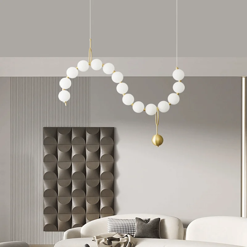 

Modern French Necklace Molecular Bubble Ring Light Acrylic Ball Pendant Lamp For Dining Hall Bedroom Copper Star Chandelier