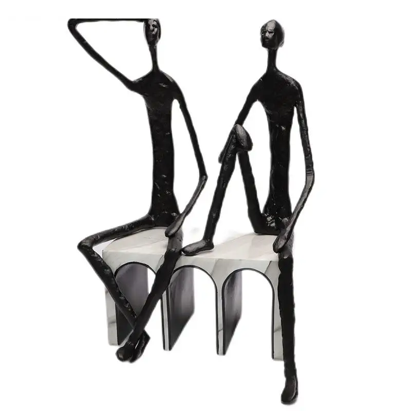 

Minimalist Abstract Figures Cast Iron Statue Desk Decoration Black Character Metal Sculpture Ornaments Modern Decor Crafts