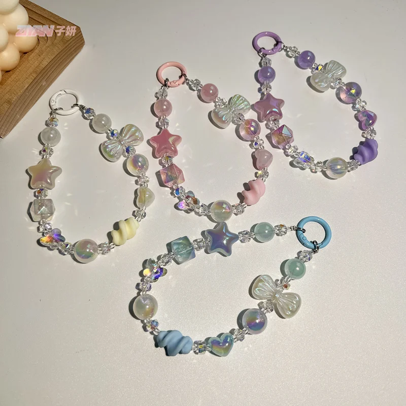 Luminous Bowknot Star Heart Bracelet Phone Strap - Kawaii Charm Phone Accessory