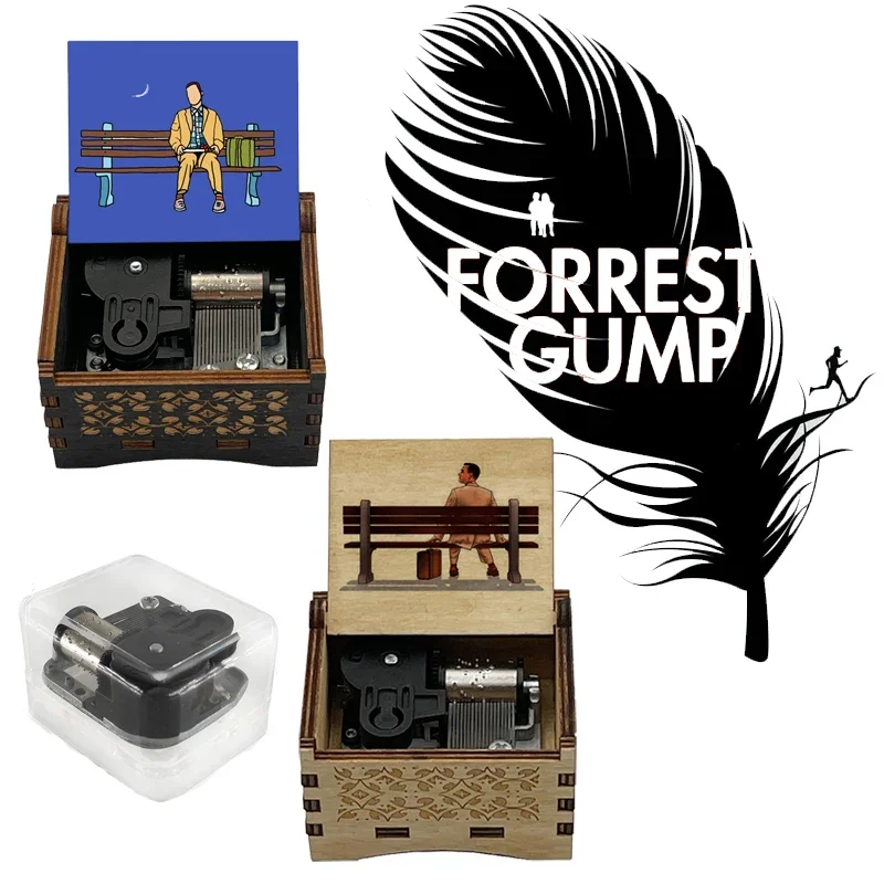 Wooden Wind Up Music Box Forrest Gump Musical Theme Mechanical Movement 18 Note Special Birthday Gifts Movie Fans Souvenir