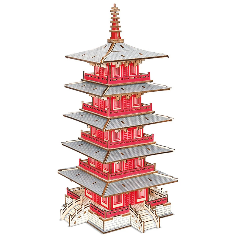 3D DIY Wooden Three-dimensional Hut Villa Puzzle Board Handmade Building Model Children Adult Game Party Toys House Kids Gift 5