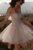 ADLN Short Tulle Pearls Wedding Dresses  Ivory Off-shoulder A Line  Party Gowns 2023 For Women Mini Reception Dress 3