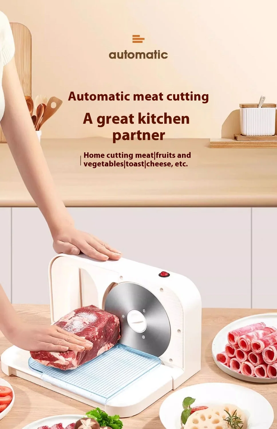 Description Picture 2 of itemElectric Lamb Roll Slicer Small Beef Slices Meat Slicer Household Meat Slicer Artifact Commercial Meat Slicer