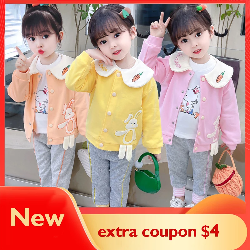 

KEAIYOUHUO Winter Autumn Cartoon Baby Girls Boys Clothes Suit Jacket + Pants + Shirt 3Pcs Kids Birthday 1st Christmas Toddler 5Y