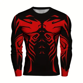 T-shirt da uomo Moda Stampa geometrica 3D Sport casual O-Collo T-shirt oversize Top Allentato Palestra T-shirt a maniche lunghe Abbigliamento