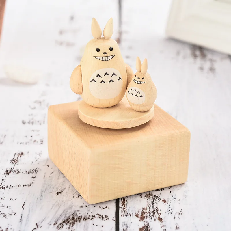 Cute Rotating Animal Music Box Castle in the Sky Children Toys Creative Gift Wooden DIY Music Box Craft Birthday Present music box carousel music box