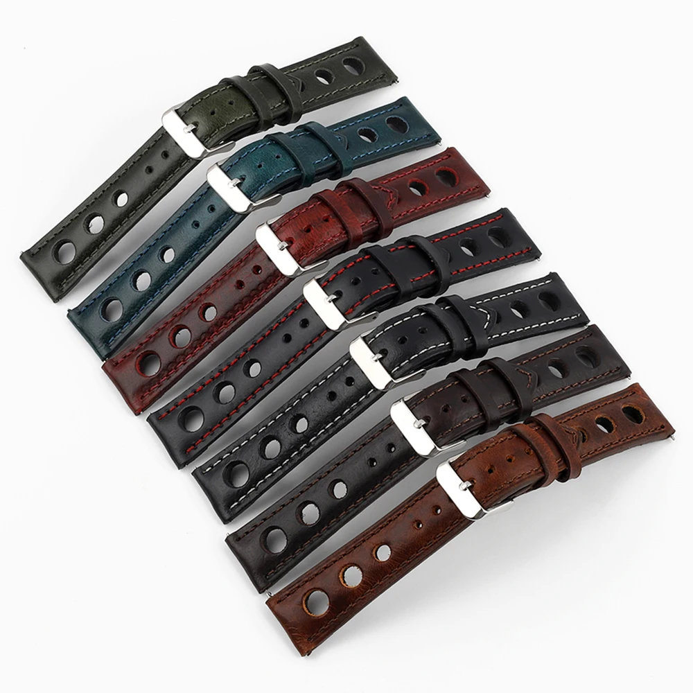 

18mm 21mm 20mm 22mm 24mm Watch Strap Genuine Leather Handmade Soft Bracelets Quick Release with Pin Buckle Watchband Accessories