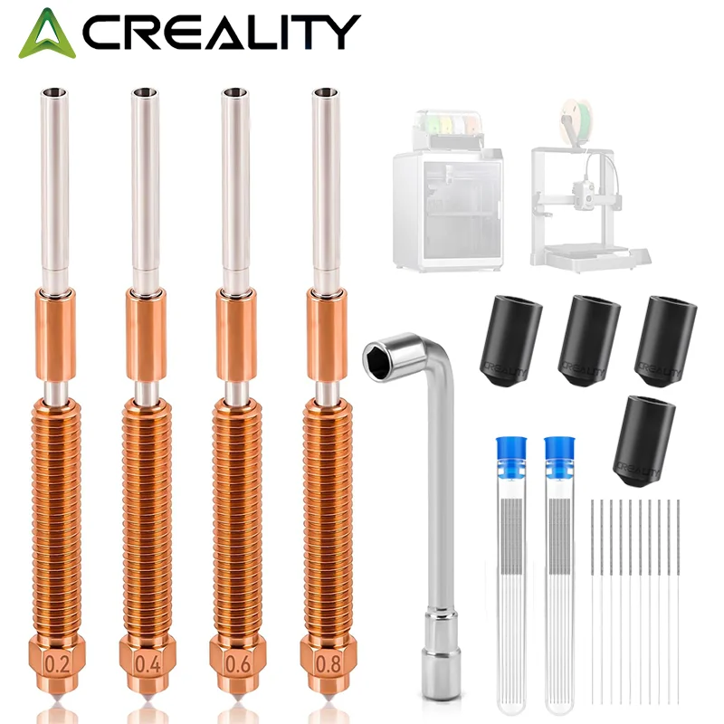 Creality "Unicorn" K2 Plus/K2/Hi Combo Schnellwechsel-Düsen-Set 0,2/0,4/0,6/0,8 mm mit Werkzeug, integrierte Vollmetalldüse für K2