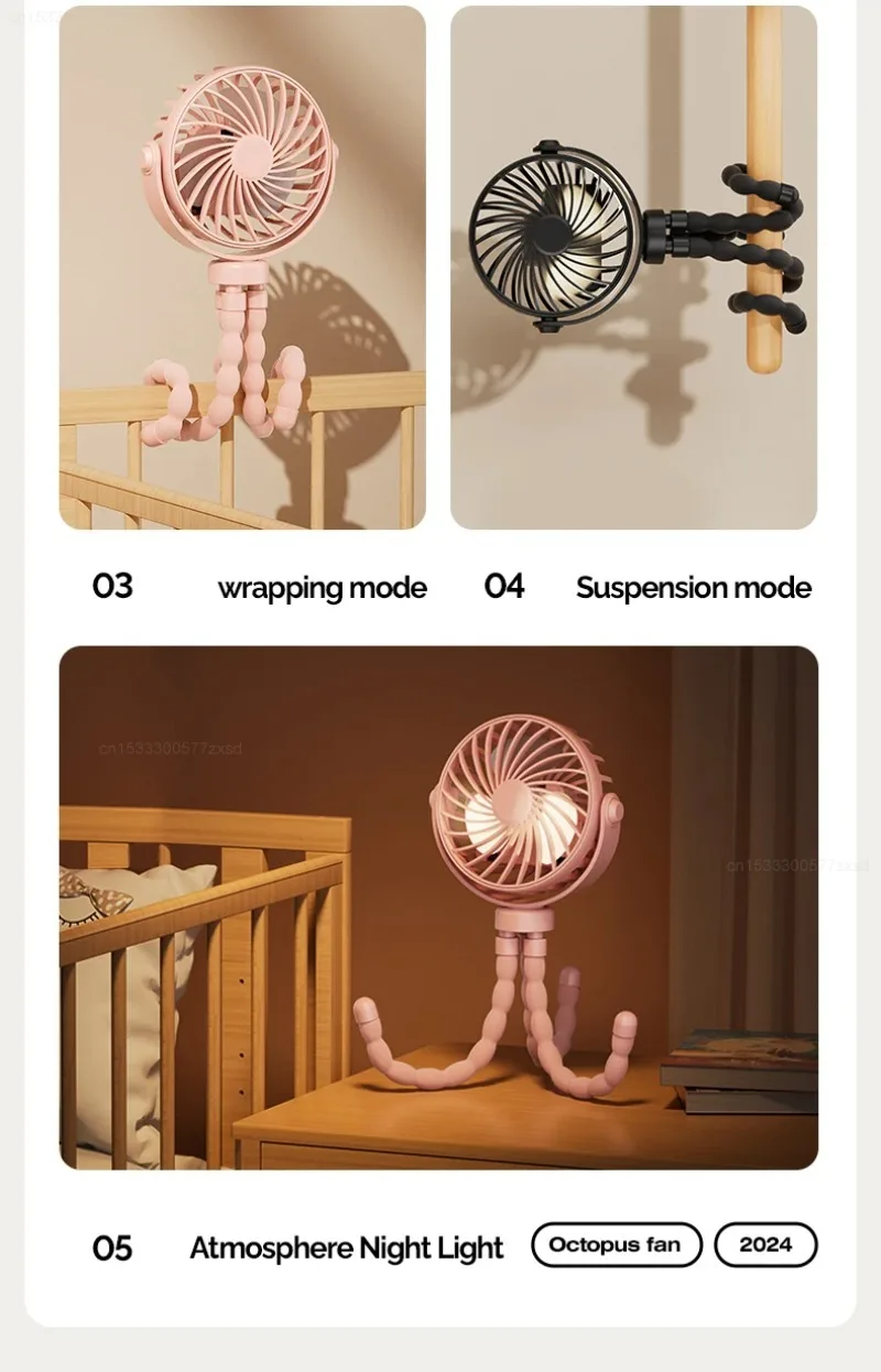 Description Picture 6 of itemBaby Stroller Fan Hand Held Rechargeable USB Bladeless Small Folding Fans Mini Ventilator Silent Table Outdoor Cooler Neck Fan