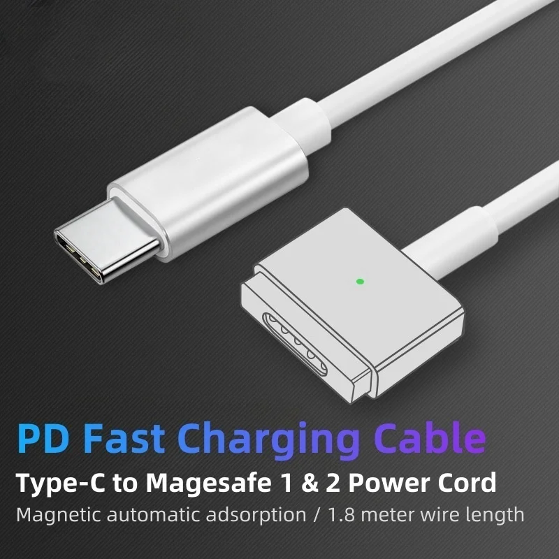SOONTEC Cavo Magnetico Da 100W USB-C A MagSafe 1 – 1,8m Bianco Per MacBook Air/Pro