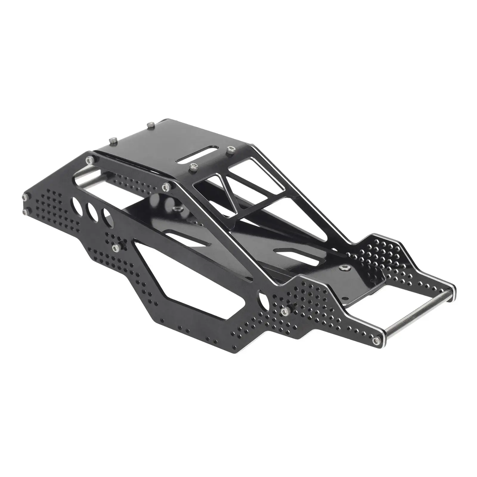 Vue éclatée du kit châssis alliage aluminium, pièces usinées avec précision pour RC Crawler 1/24.