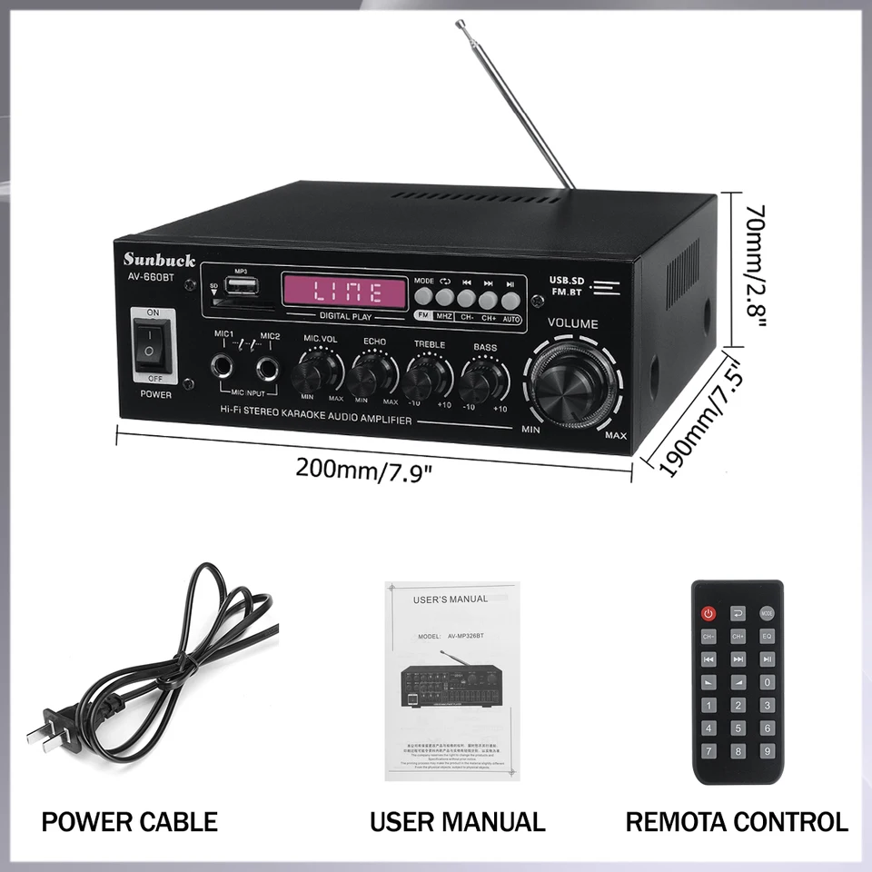 Bluetooth Power Amplifier for Home Theater Audio