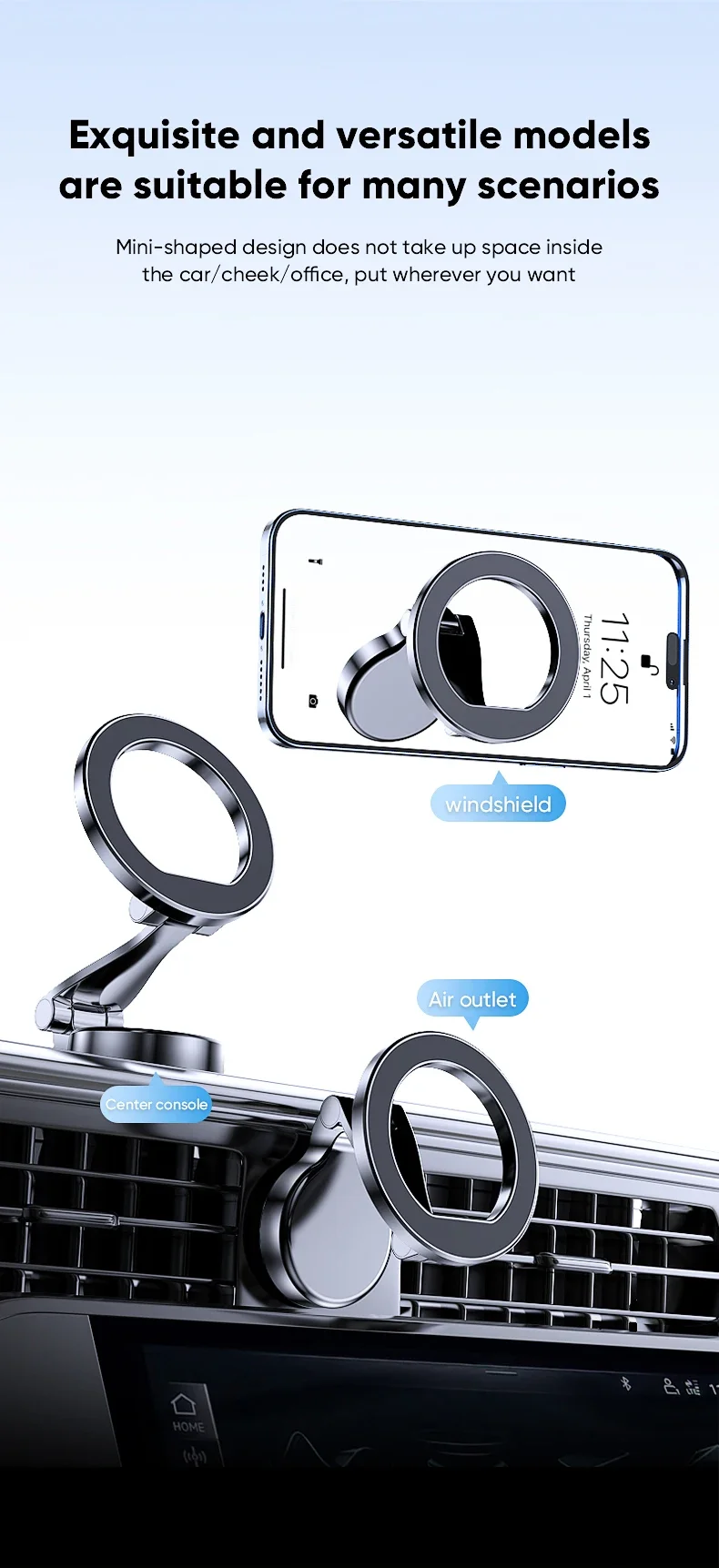 Magnetische Auto-Handyhalterung 360-Grad-Rotation Faltbare Telefonhalterung Saugnapf Auto-Navigations-Handyhalterung für iPhone Samsung – Detail 13
