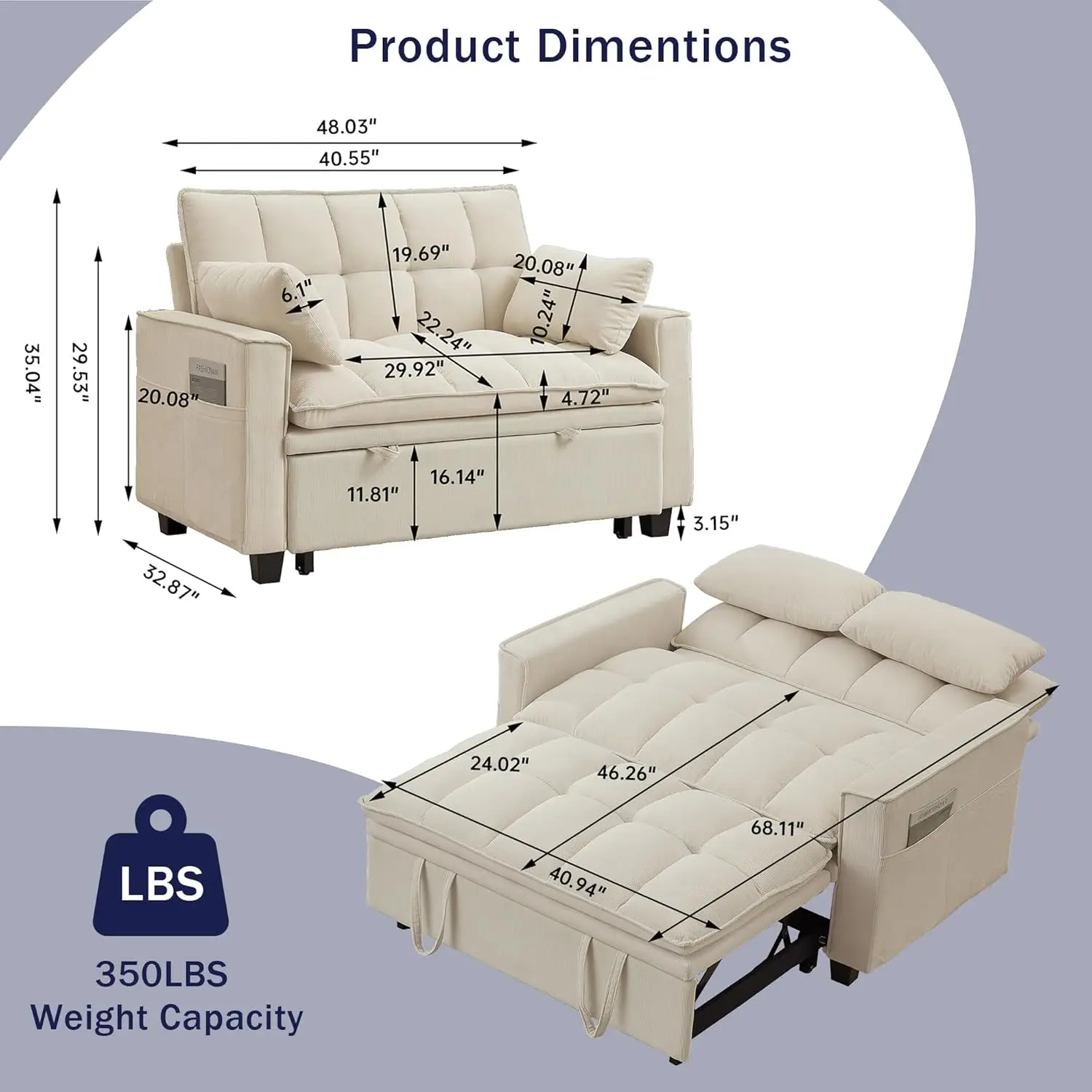 3 in 1 Sleeper Sofa 2