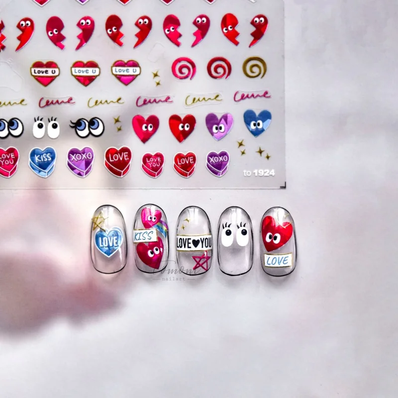 

[Meow.Sensei] Gilding 1924 Hot Adhesive Cute Nail Stickers Japanese Stickers Nail Stickers Love