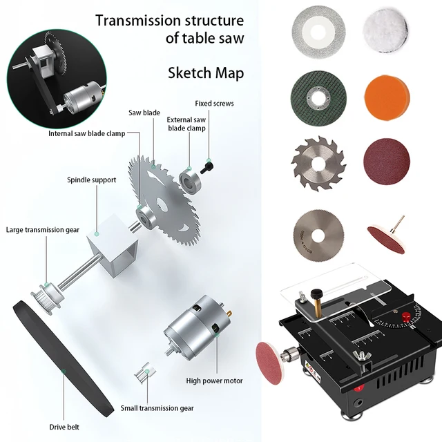Mini Multi-Functional Table Saw 0-90 Angle Cut Portable Saw Adjustables Electric Saw Set For Home Compact Heavy Duty Table Saw 4