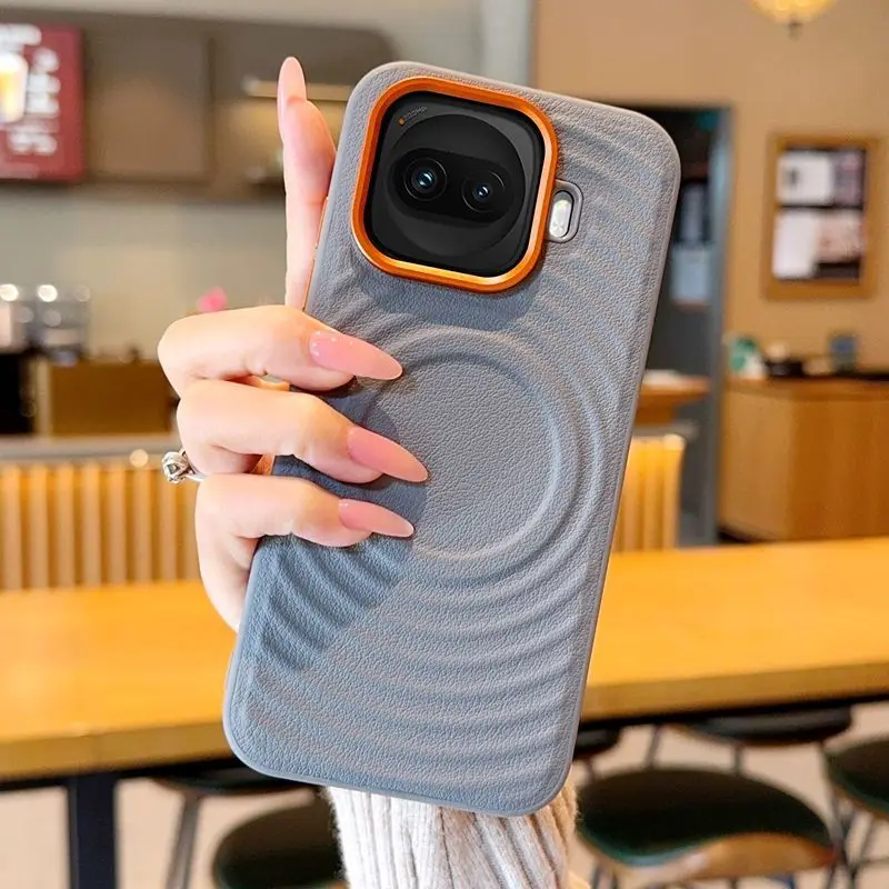 Luxury Magnetic Stand Leather Cover with Lens Protection & Anti-Slip Design, Shockproof Case