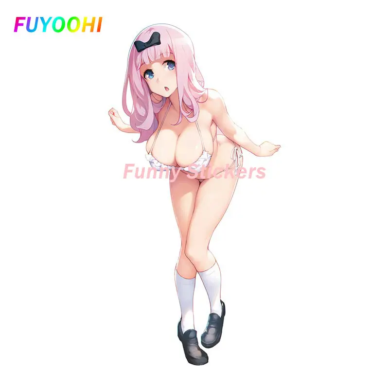 

FUYOOHI Play Stickers Kaguya Sama Love Is War Fujiwara Chika Car Stickers Sunscreen Vinyl Decals Trunk Laptop Car Label