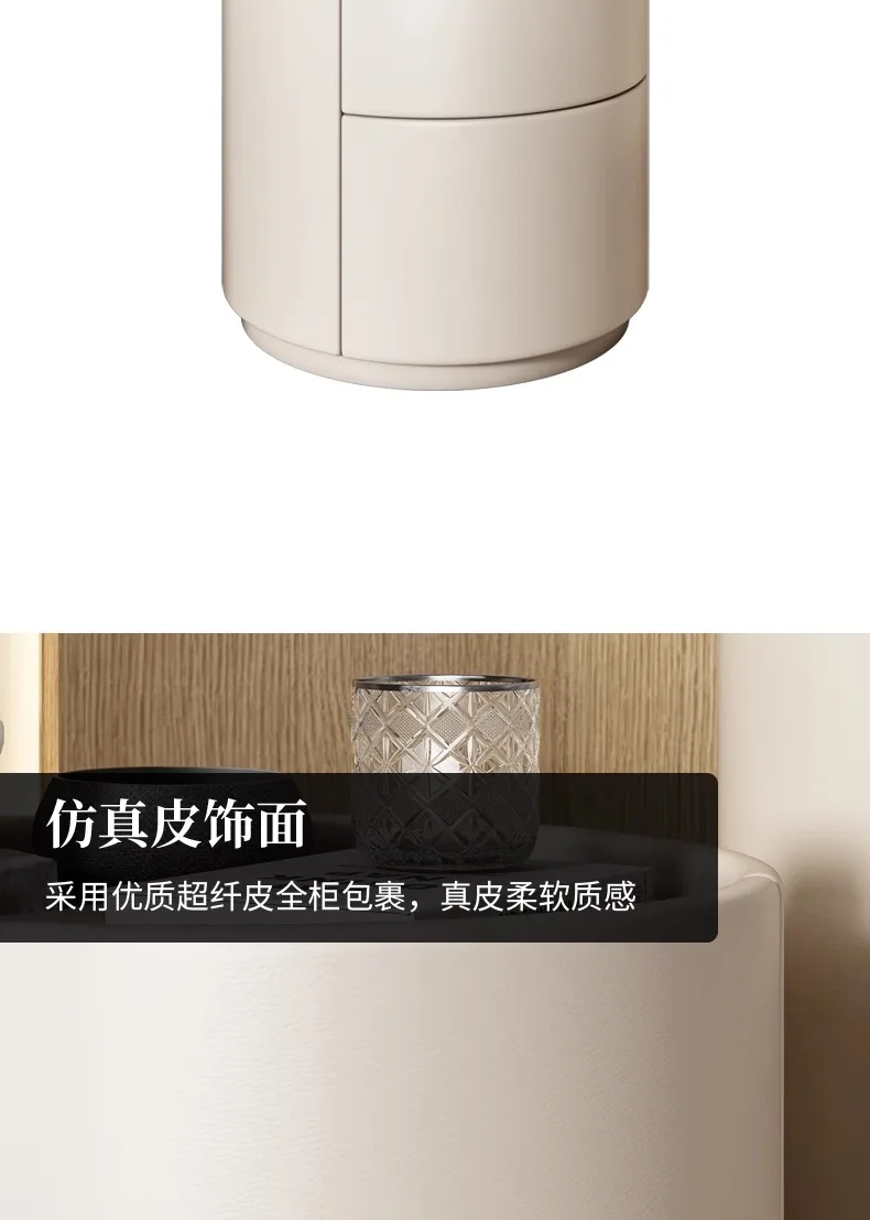 Creative Solid Wood Round Bedside Table, New Simple Modern Small Bedroom Storage Cabinet, Living Room Sofa Side Cabinet