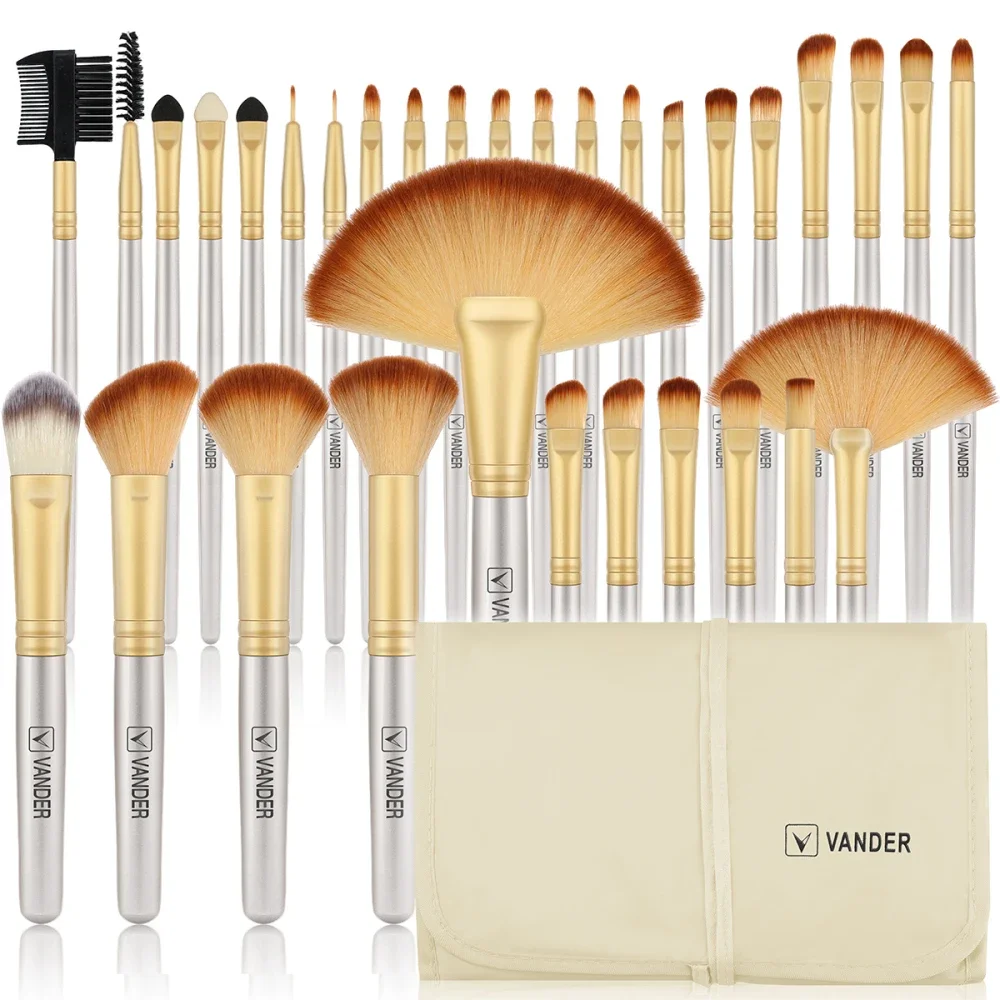 

32pcs Makeup Brushes Set Champagne For Cosmetic Foundation Powder Blush Eyeshadow Kabuki Blending Make up Brush Beauty Tool