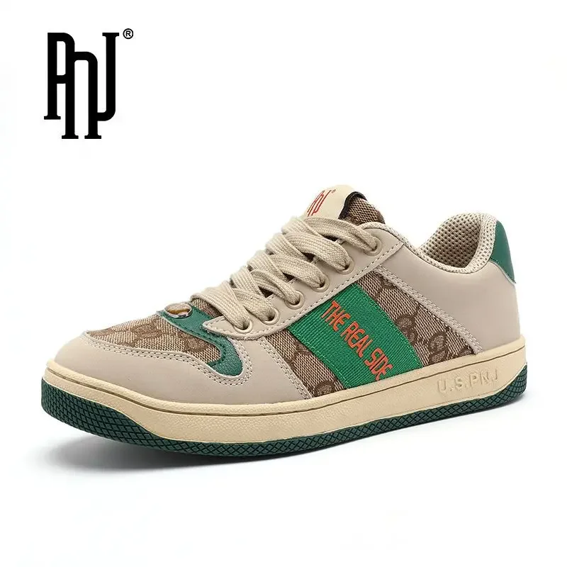 PNJ Board Shoes Men's Shoes Autumn Board Splicing Trend Retro Casual Low-top Versatile Sports