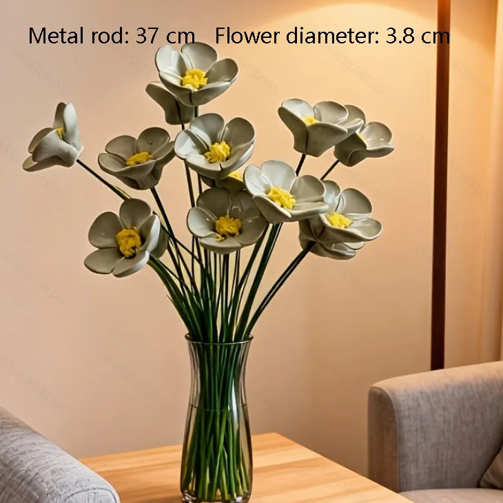 5X künstliche Blätter, ländliche Wildblumen, Blumen aus Keramik, handgefertigt, künstliche Blumen, kreative Kunst, Blumen, Heimdekoration, Party, Gartendekoration – Detail 10