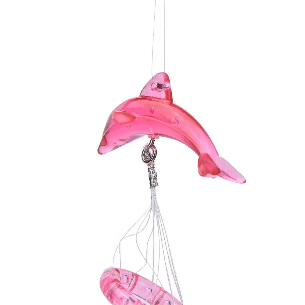 Blessing Gift 3 Colors Crystal Dolphin 4 Metal Tubes Bell Home Garden Wind Chime