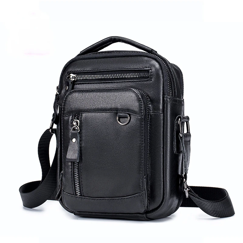 First Layer of Cowhide Men's Crossbody Bag Multi-functional Europe and The United States Trend Men's Single Shoulder Bag 2024