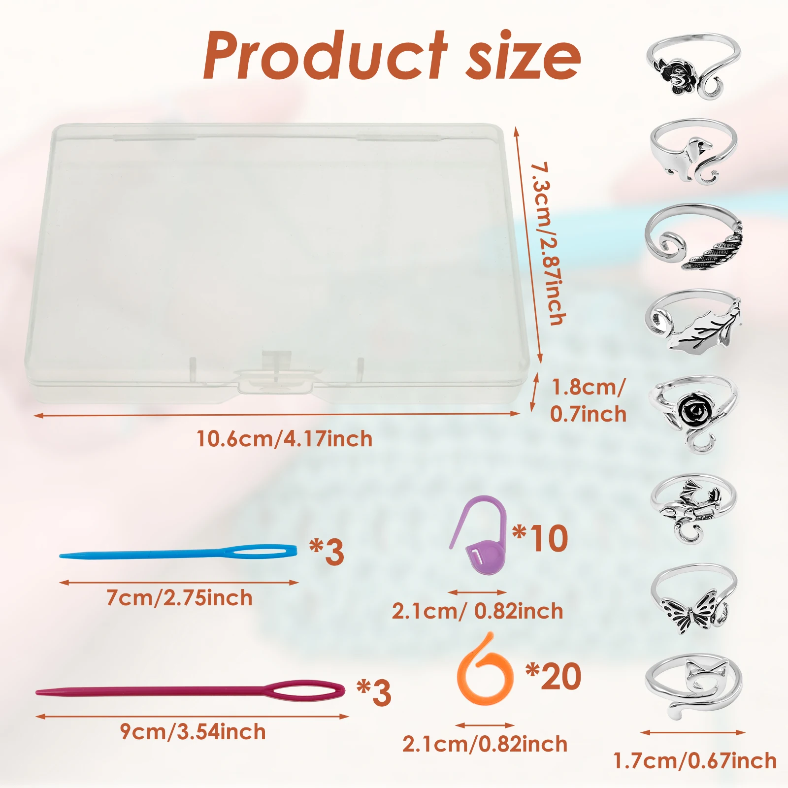 Crochet Tension Rings Zinc Alloy Needles Markers Comfortable to Wear Sewing Needles Adjustable Open Crochet Rings for DIY