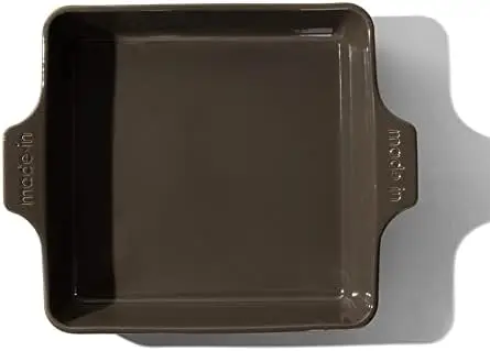 

- Square Baking Dish - Navy Rim - Hand Crafted Porcelain - Professional Bakeware - France Wooden box in square cake pan Baking