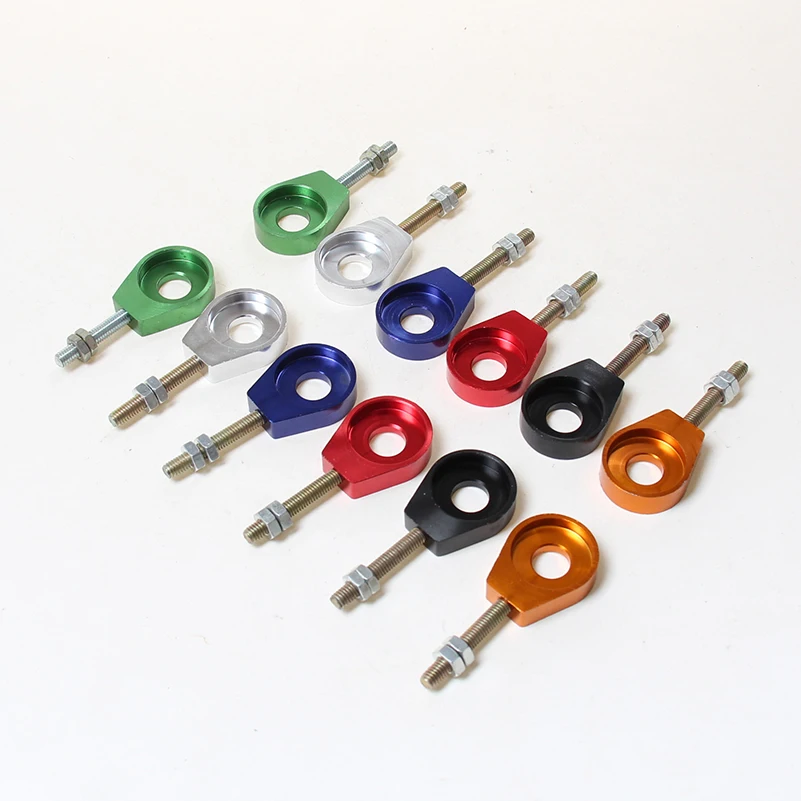 110cc 125cc 140cc Aluminum Chain Tensioner Adjuster Dirt Bike Pit ATV Motorcycle Scooter 12mm or 15mm Rear Wheel axle hole