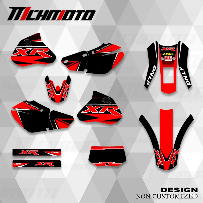 

MCHMFG Full Graphics Decals Stickers Motorcycle Background Custom Number Name For HONDA XR250 XR400 XR 250 XR 400 1996-2004