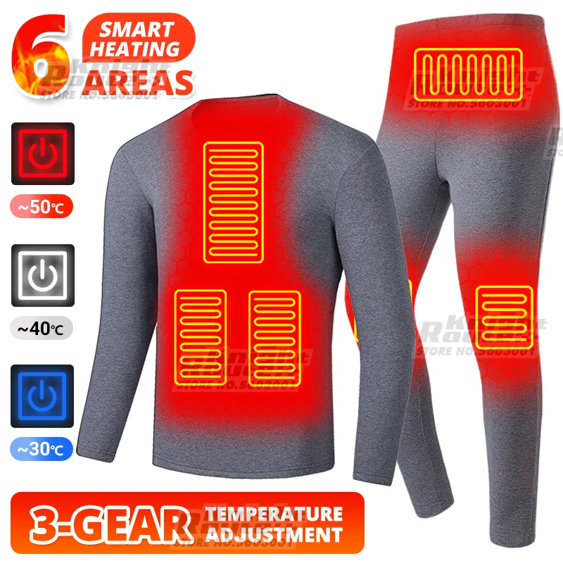 Winter Cycling Heated Jacket Men Thermal Underwear USB Electric Ski