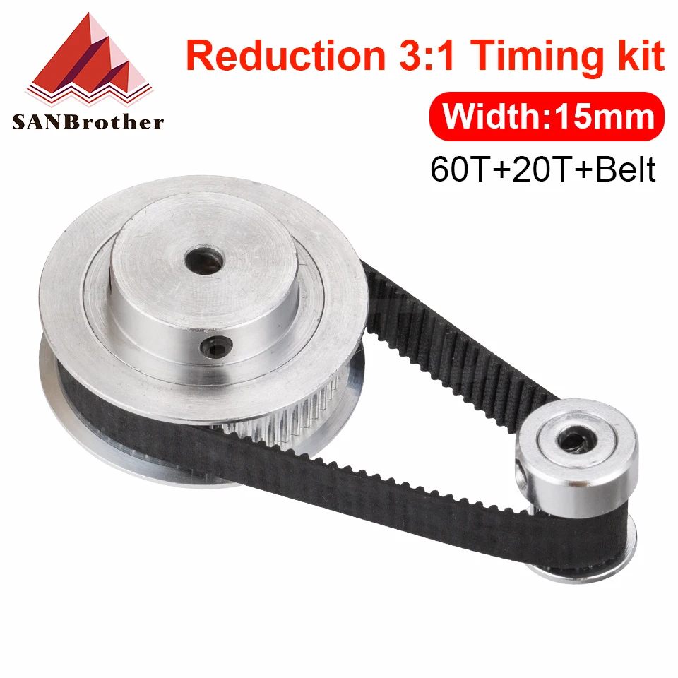 

Timing Belt Pulley GT2 60teeth 20teeth Reduction 3:1/1:3 3D printer accessories Belt Width 15mm Bore 5&6.35&8&10mm.