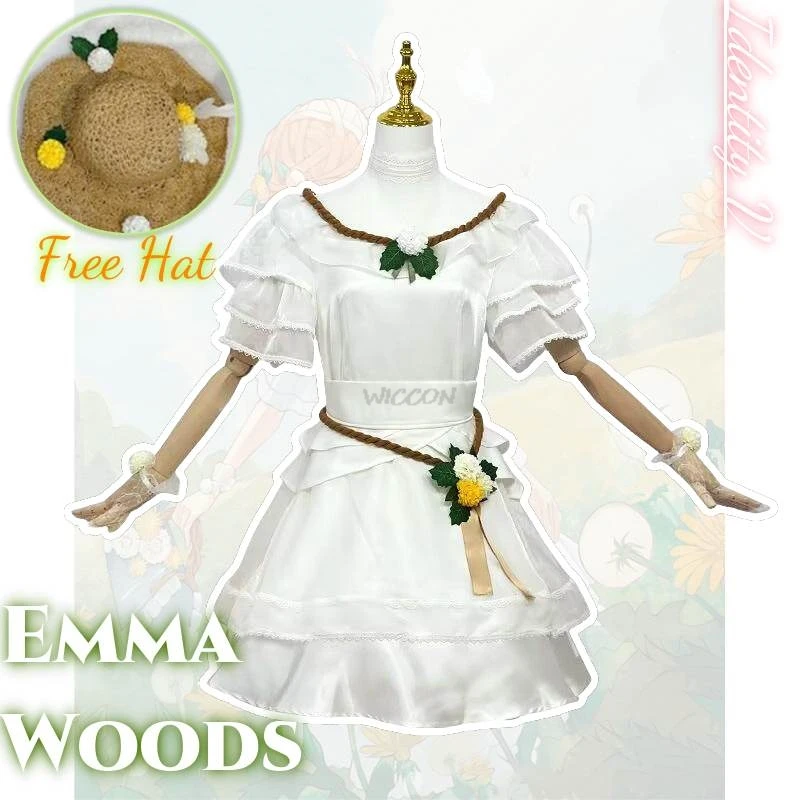 

Emma Woods Lisa Beck Game Identity V Cosplay Costume Clothes Uniform Cosplay Straw Hat Pastoral Style Halloween Party Woman